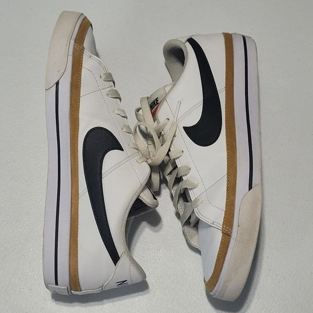 Nike Court Legacy Shoes Womens Size 9 White Black Tan DH3162-100